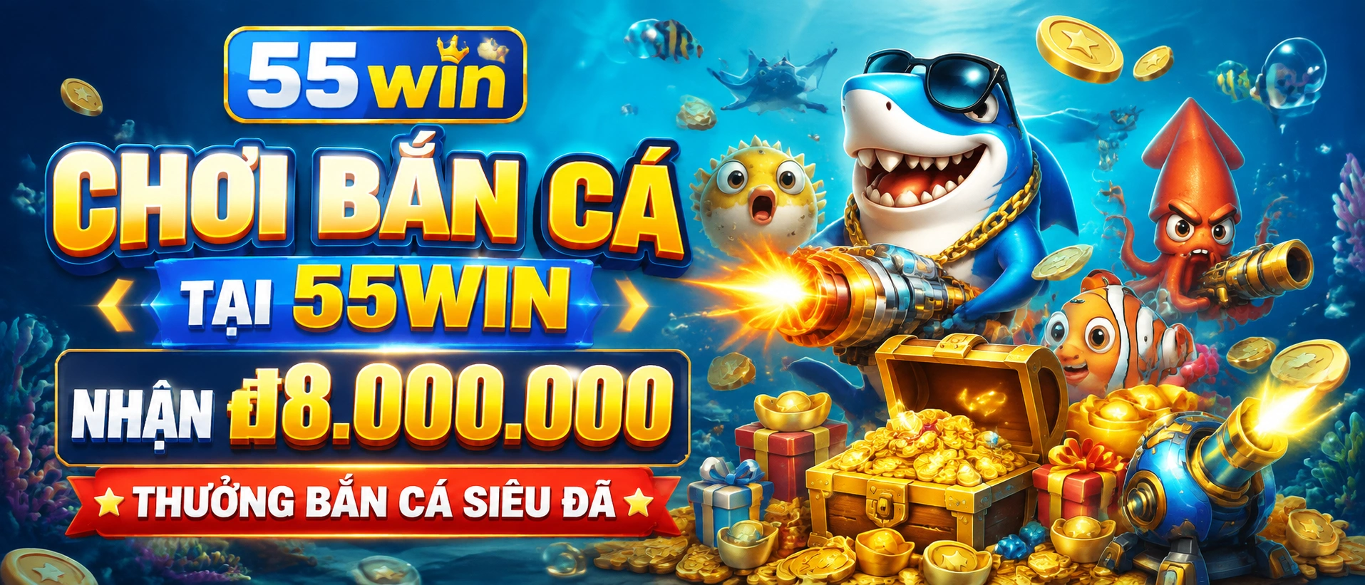 Giao diện danh mục Bắn Cá với chủ đề đại dương và sảnh game trực quan